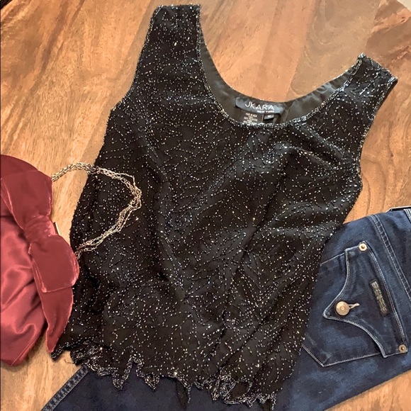 JKara Black Beaded Tank - Picture 2 of 12